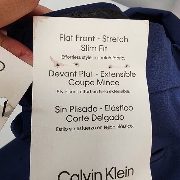 Calvin Klein Size 16 Boys' Flat Bi-Stretch Dress Pant, Straight Leg Fit, Belt Lo - Picture 7 of 7